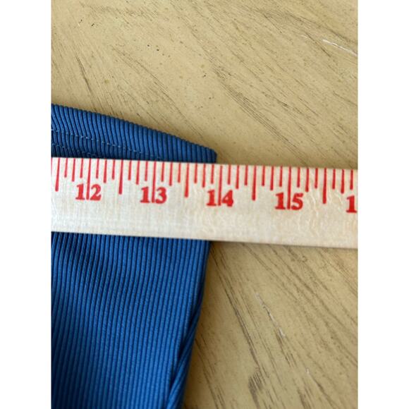 Women's Cutout Bodycon Dress Blue Ribbed Club Vacation Festival Fairy Retro MED - Picture 5 of 6